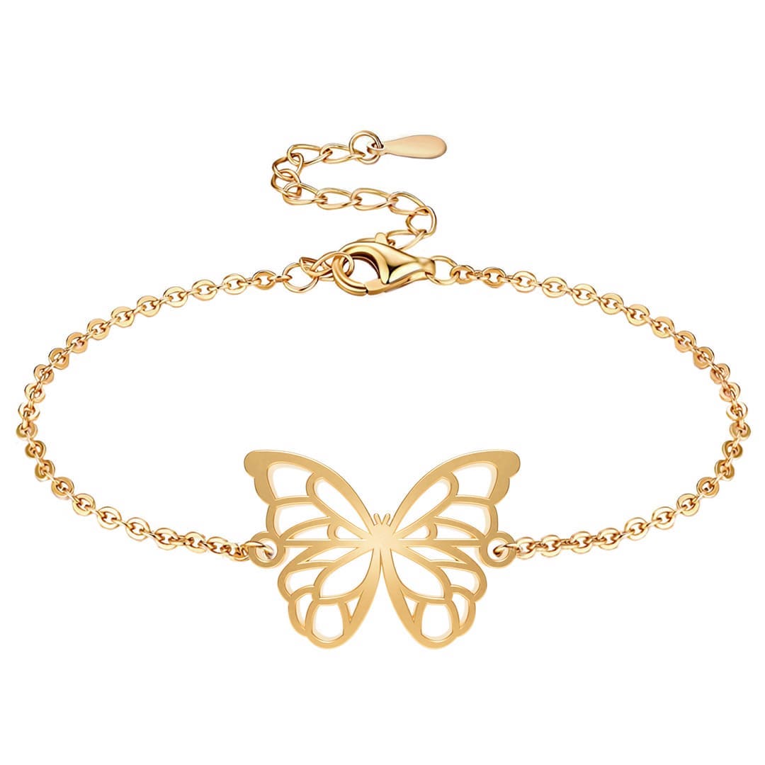 Bracelet Papillon Or Chaîne #Couleur et bracelet_Or avec chaîne