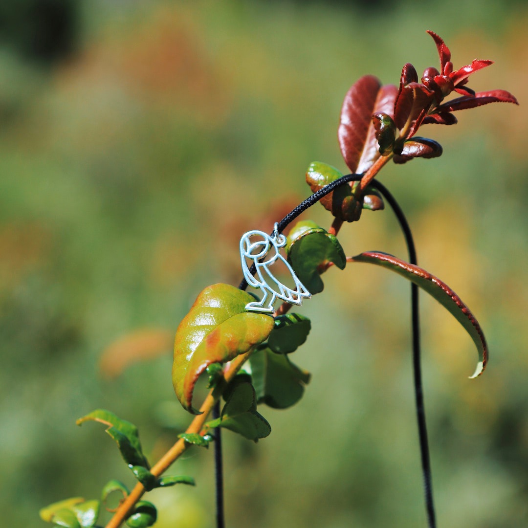 chouette argent fleur collier