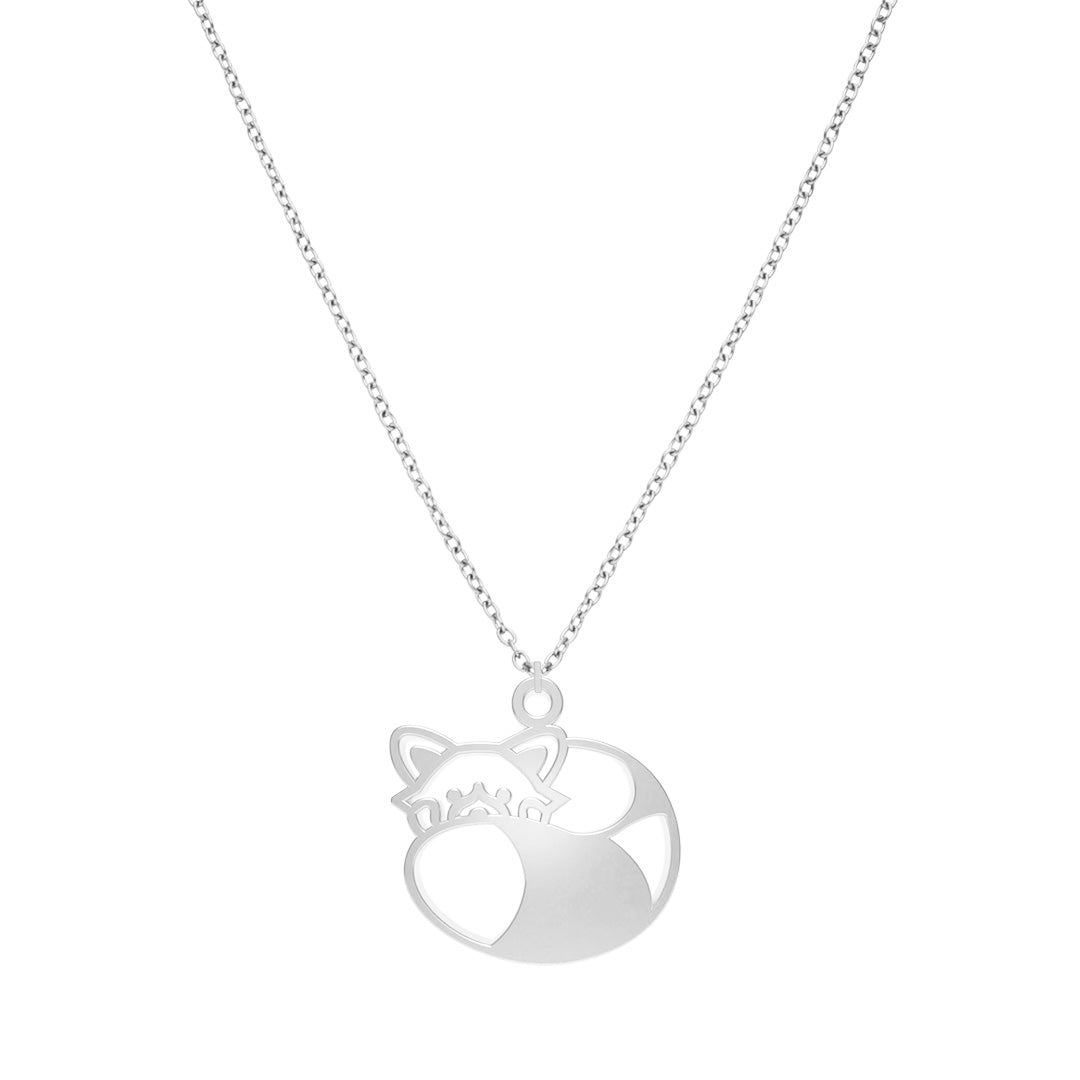 Collier Panda Roux argent Chaîne #Couleur et collier_Argent avec chaîne