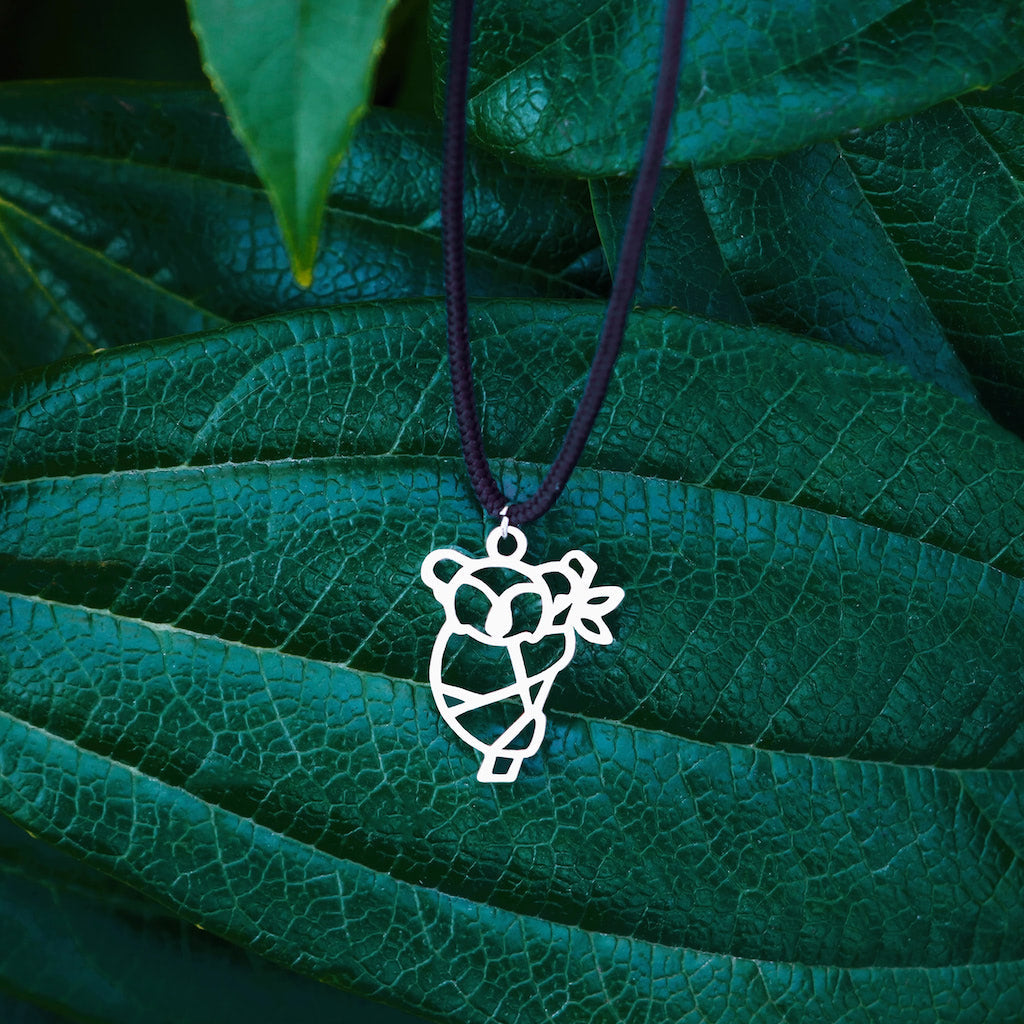collier koala argent cordon Feuille