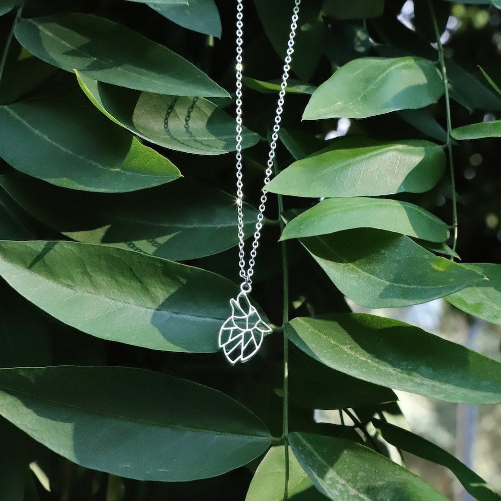 collier loup argent Feuilles