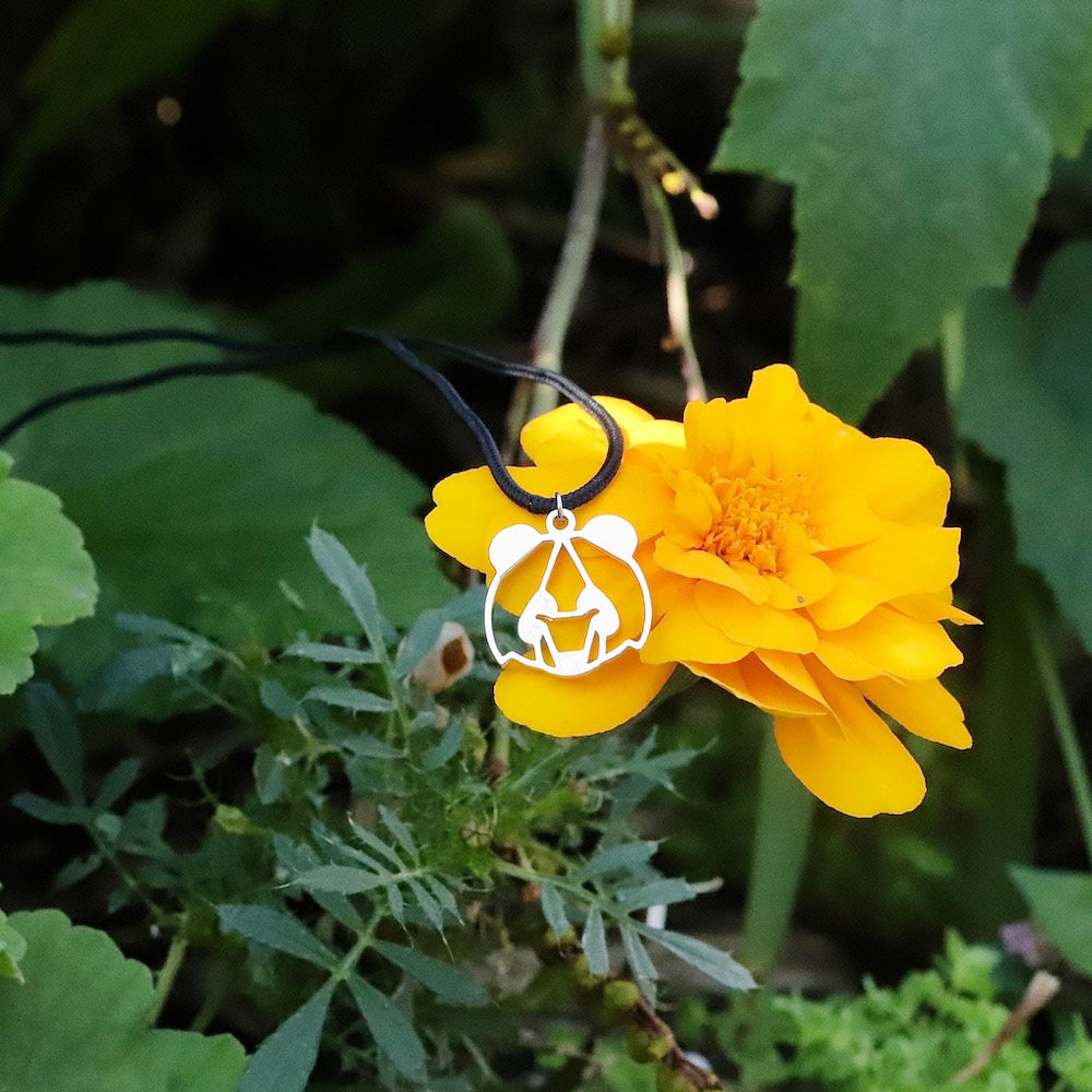 collier panda argent fleur