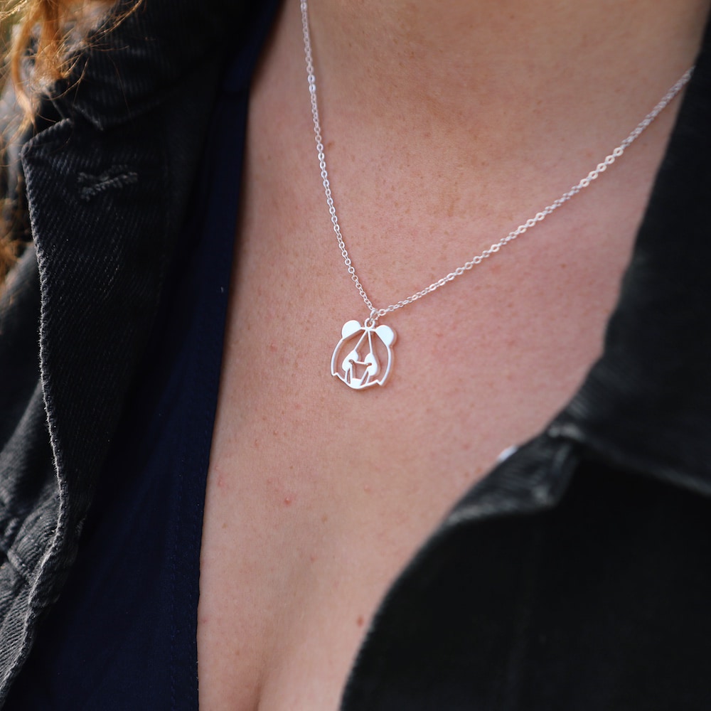 collier panda argent Cou