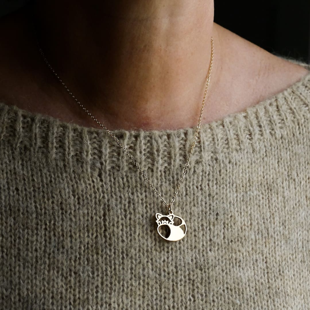 Pendentif panda roux or