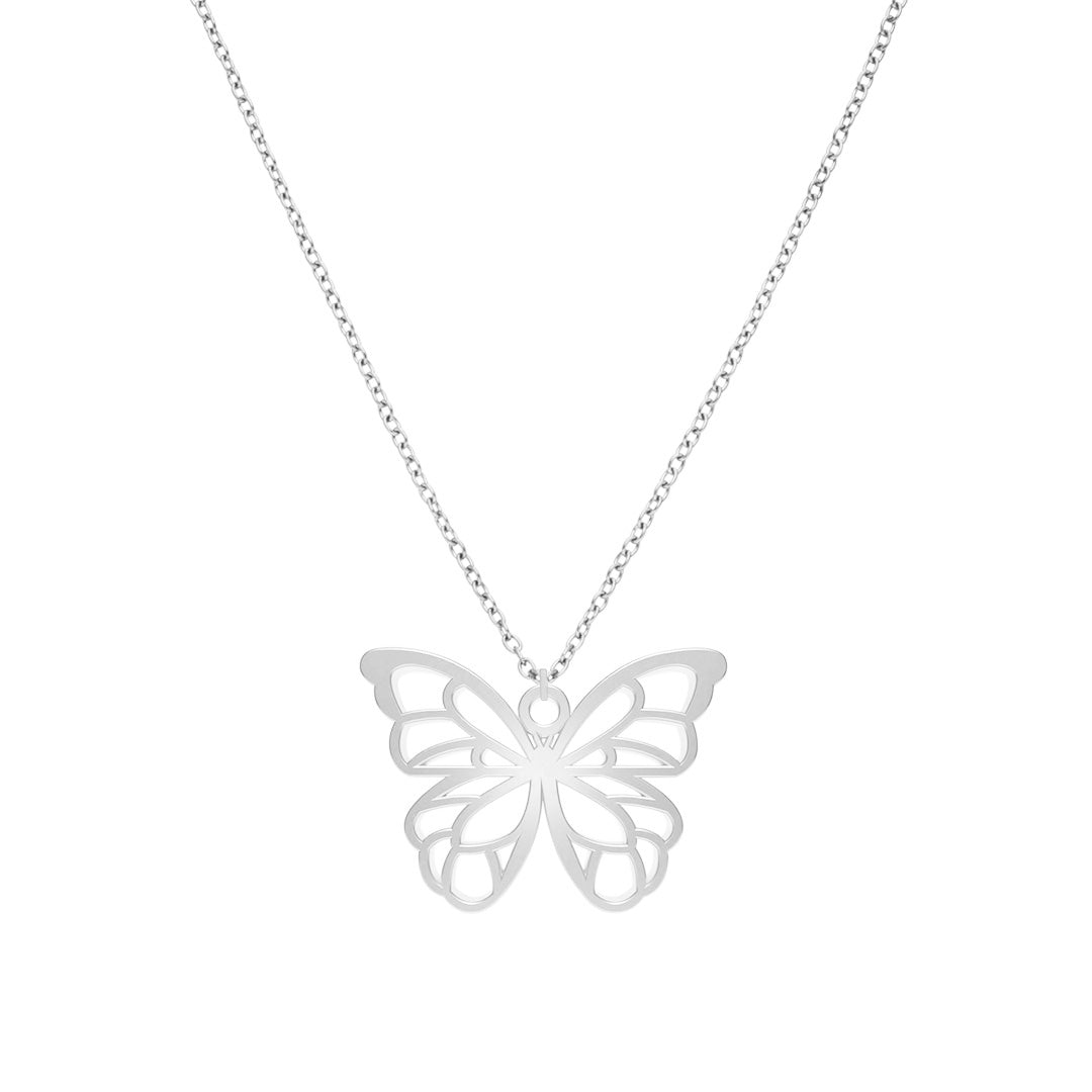 Collier Papillon argent Chaîne #Couleur et collier_Argent avec chaîne