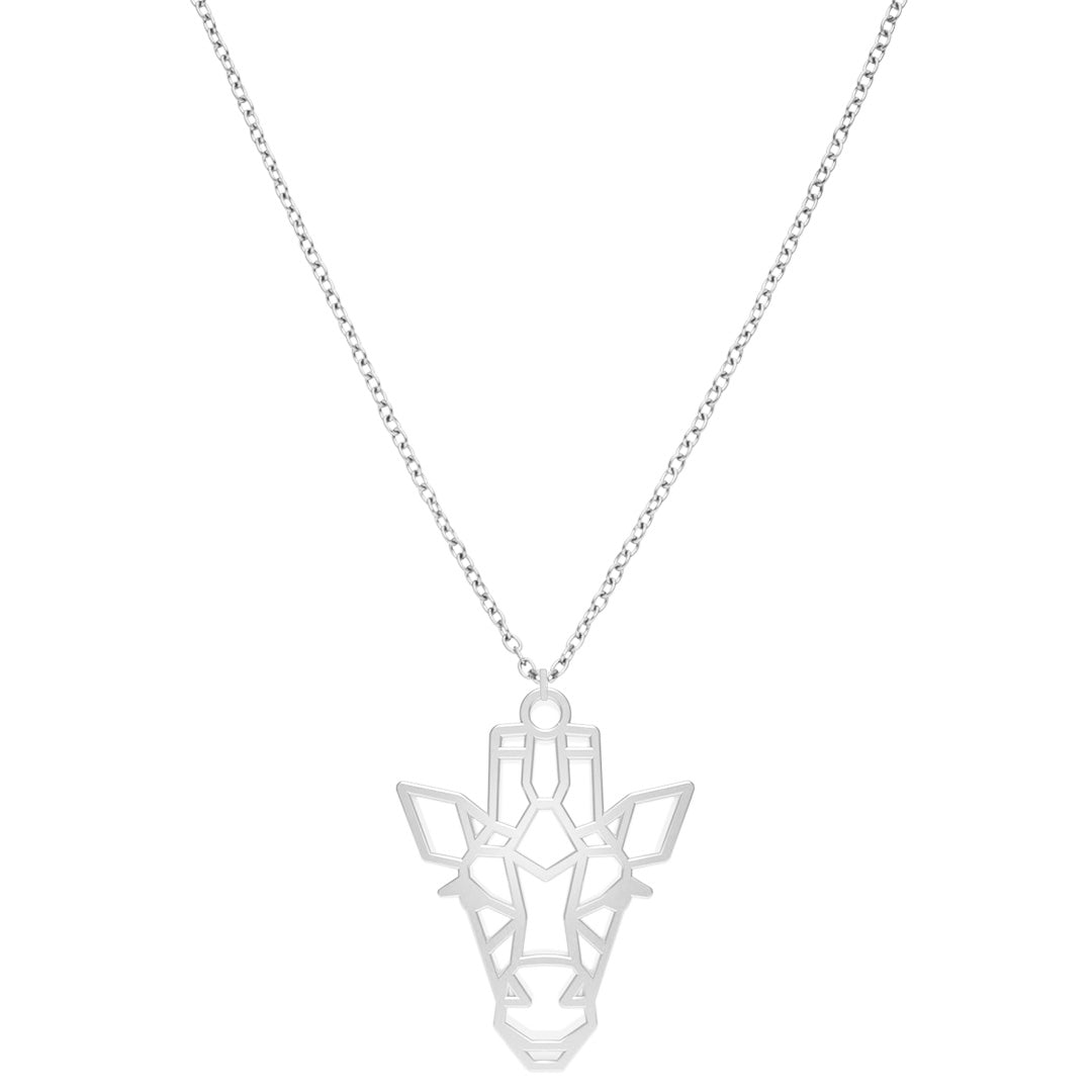 Collier Girafe Argent Chaîne Zoom