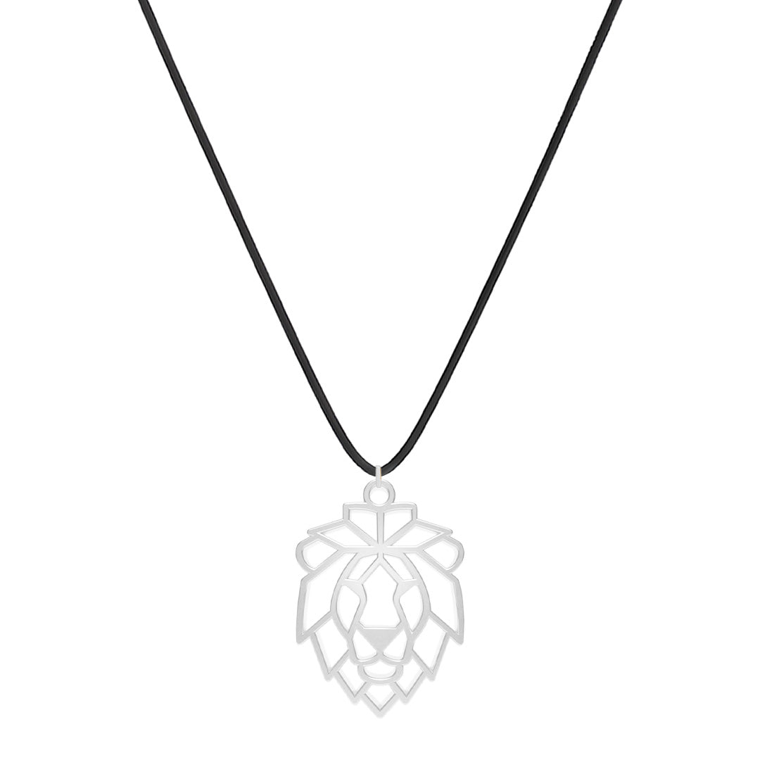 Collier Lion Argent Cordon