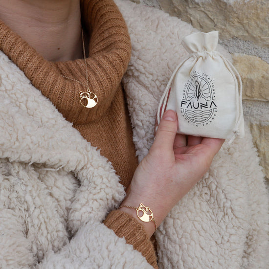 coffret panda roux animal totem or porté femme