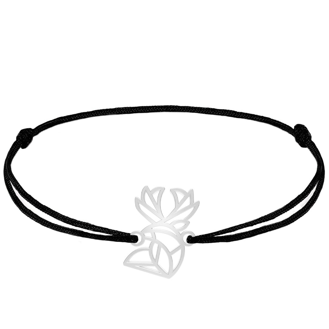 Bracelets Animal Totem Cerf 1 argent cordon #Couleur et bracelet_Argent avec cordon #Modèle_Modèle 1