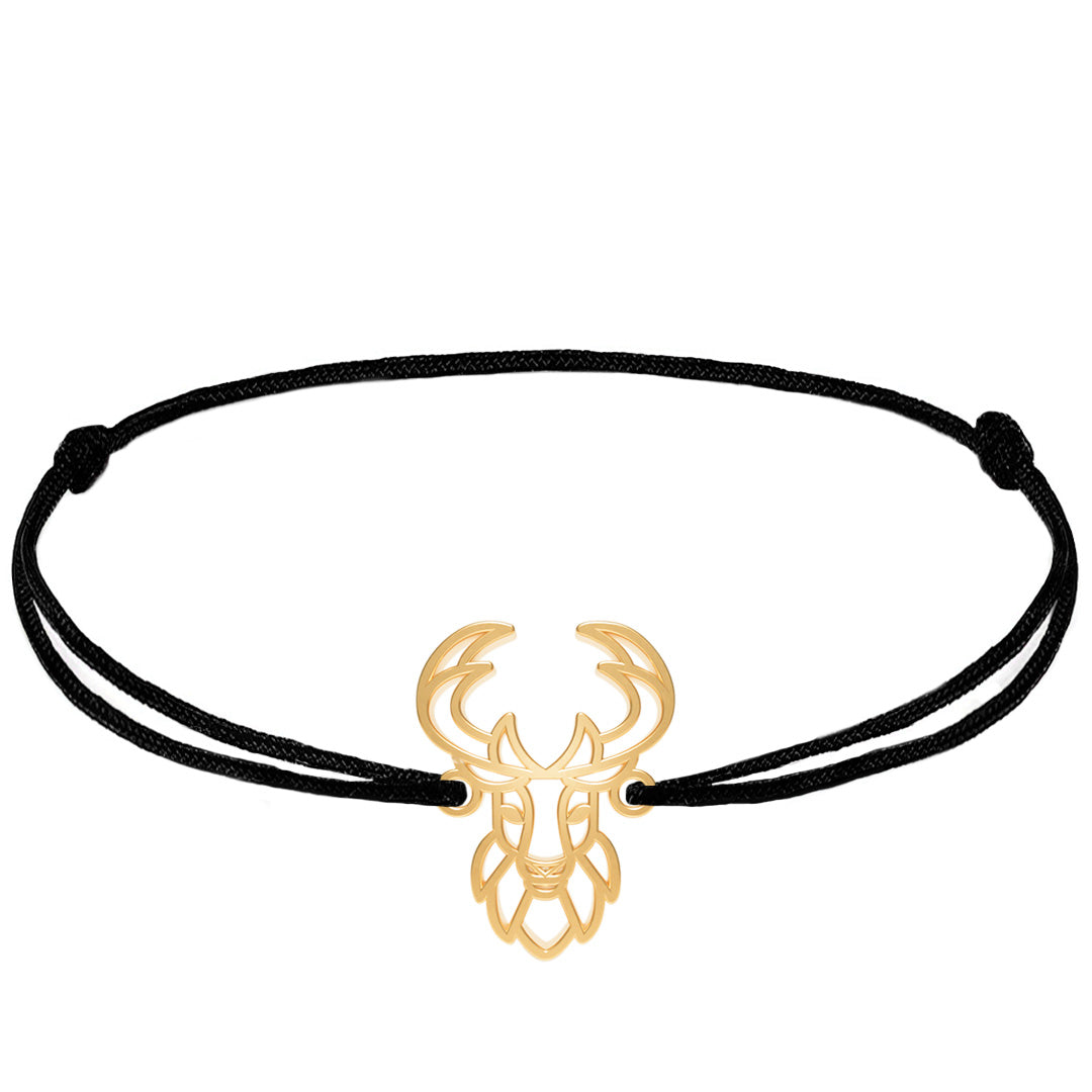 Bracelets Animal Totem Cerf 2 Or cordon #Couleur et bracelet_Or avec cordon #Modèle_Modèle 2