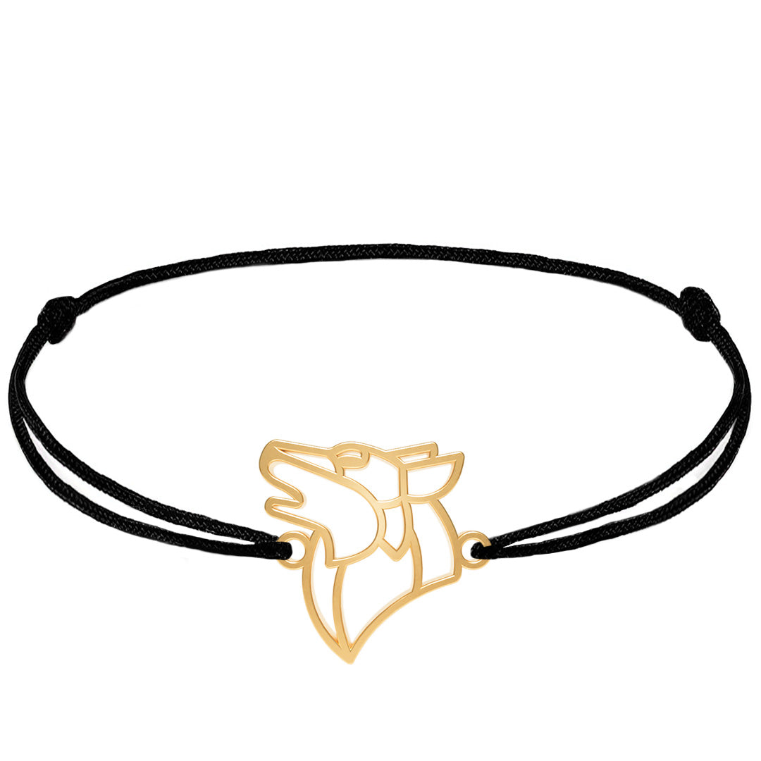 bracelet loup 2 Or Cordon #Couleur et bracelet_Or avec cordon #Modèle_Modèle 2