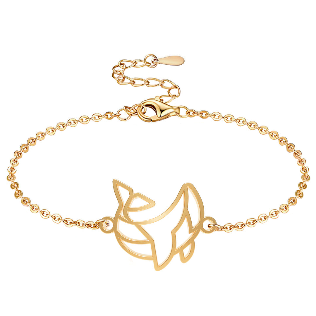 Bracelet Animal Totem Baleine Or Chaîne #Couleur et bracelet_Or avec chaîne