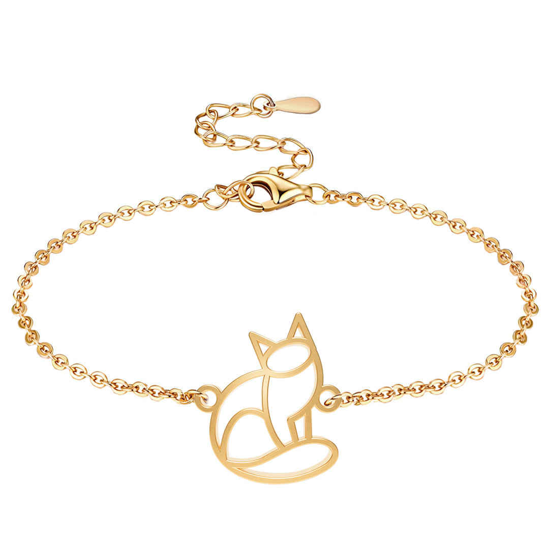 Bracelet Chat Or Chaîne #Couleur et bracelet_Or avec chaîne