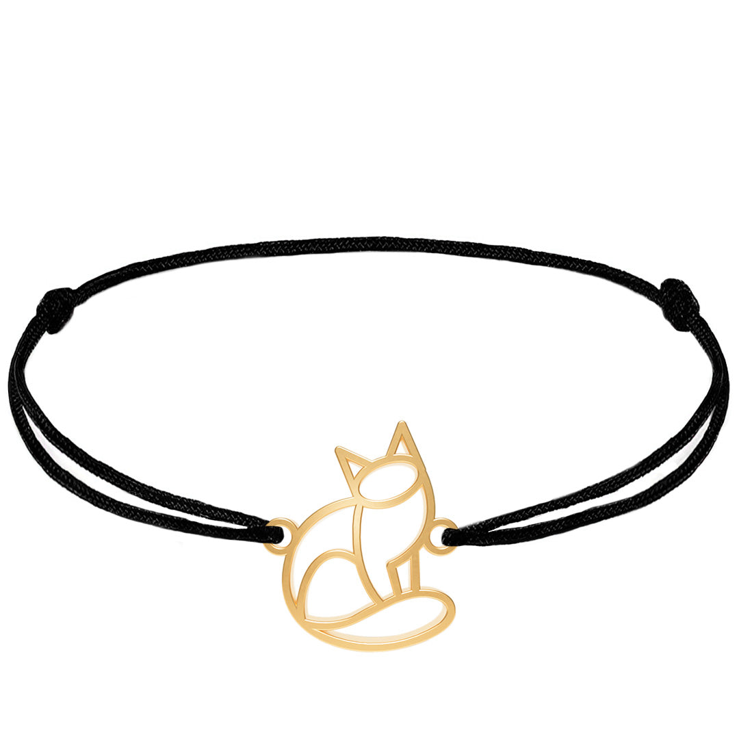 Bracelet Animal Totem Chat Or cordon #Couleur et bracelet_Or avec cordon