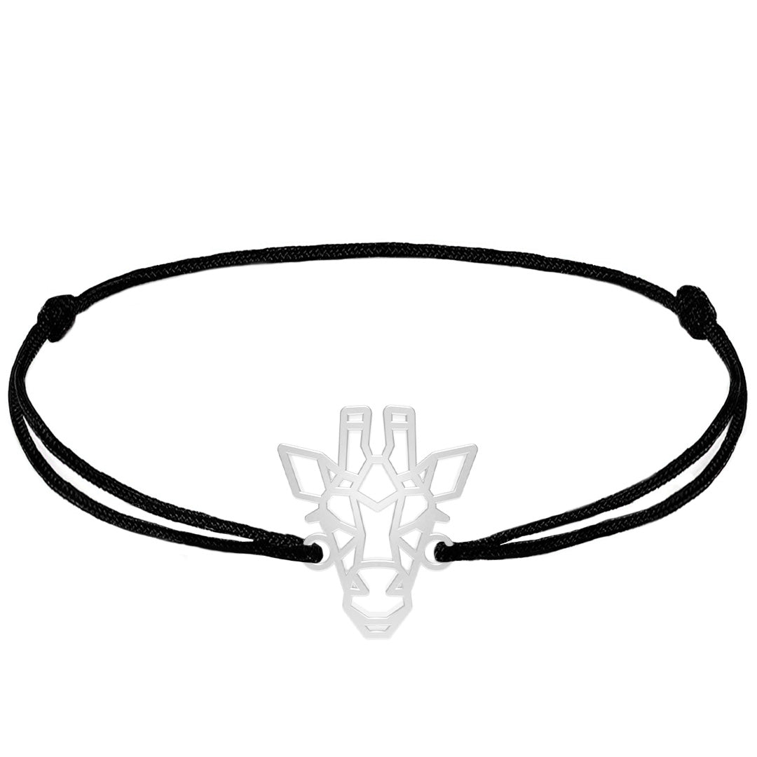 Bracelet animal totem girafe argent cordon #Couleur et bracelet_Argent avec cordon