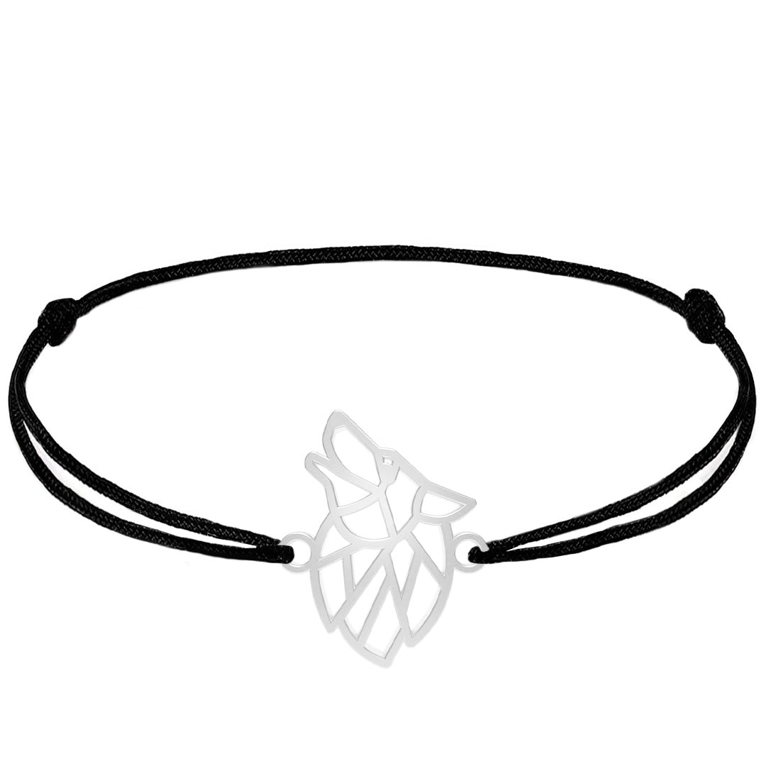 bracelet loup 1 argent Cordon #Couleur et bracelet_Argent avec cordon #Modèle_Modèle 1