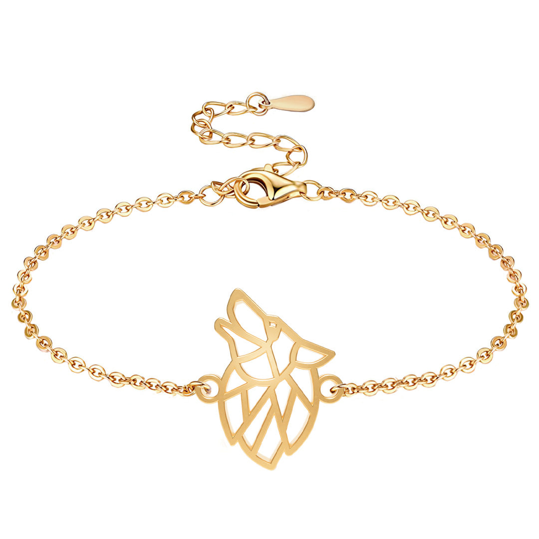 bracelet loup 1 or chaine #Couleur et bracelet_Or avec chaîne #Modèle_Modèle 1