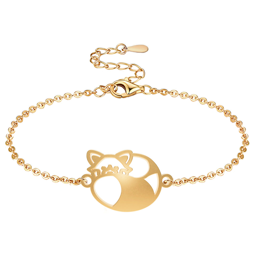 Bracelet Panda Roux Or Chaîne #Couleur et bracelet_Or avec chaîne