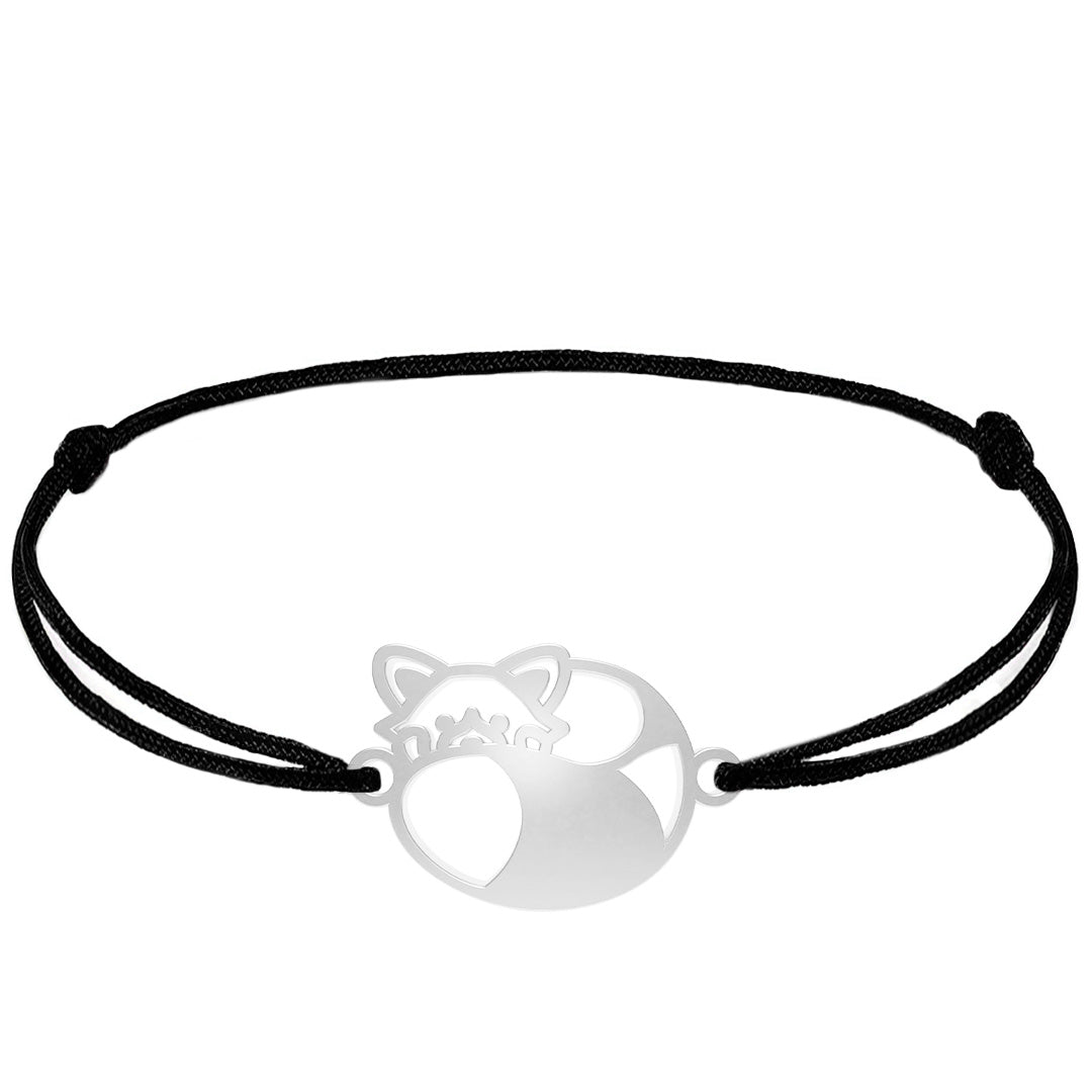 Bracelet Panda Roux argent cordon #Couleur et bracelet_Argent avec cordon