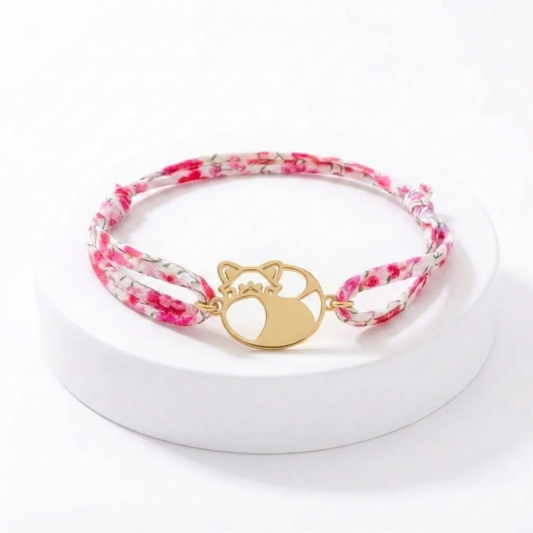 Bracelet Panda Roux avec cordon Liberty