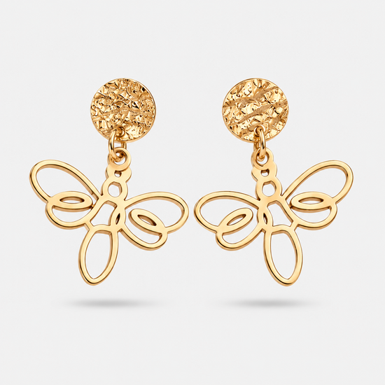 Boucles d'oreilles abeille or Fauna