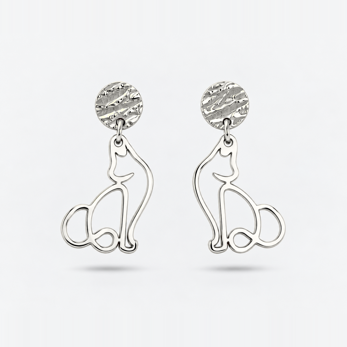 Boucles d'oreilles chat argent Fauna