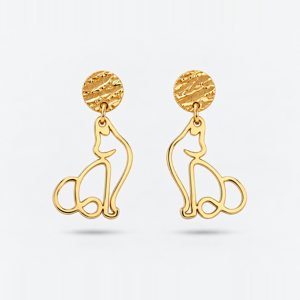Boucles d'oreilles chat or Fauna