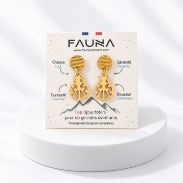 Boucles d'oreilles coccinelle or sur carte Fauna