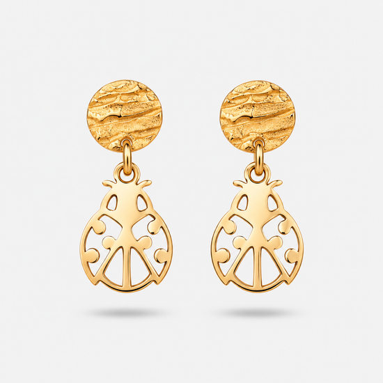 Boucles d'oreilles coccinelle or Fauna