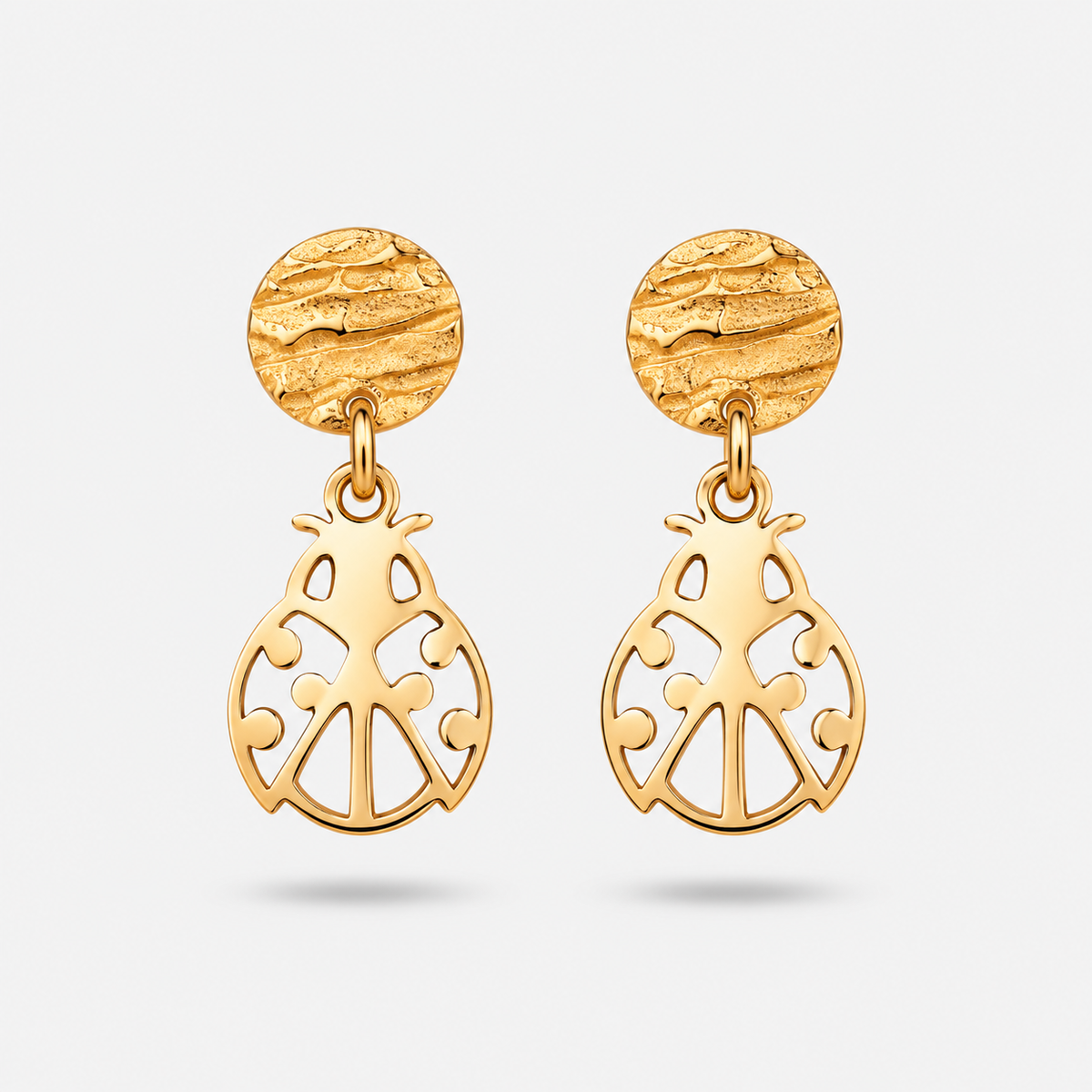 Boucles d'oreilles coccinelle or Fauna