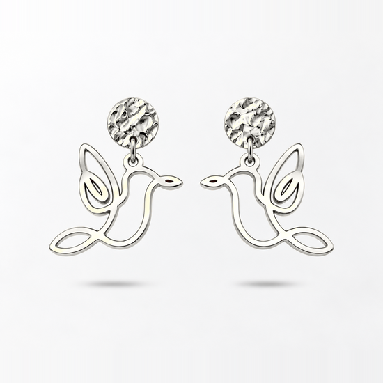 Boucles d'oreilles colibri argent Fauna