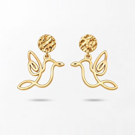 Boucles d'oreilles colibri or Fauna