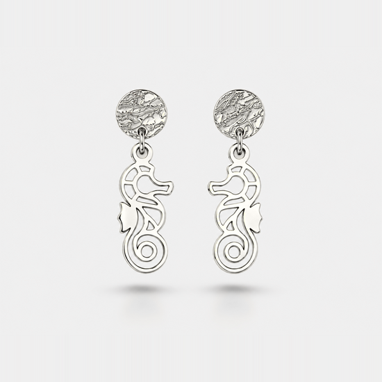 Boucles d'oreilles hippocampe argent Fauna
