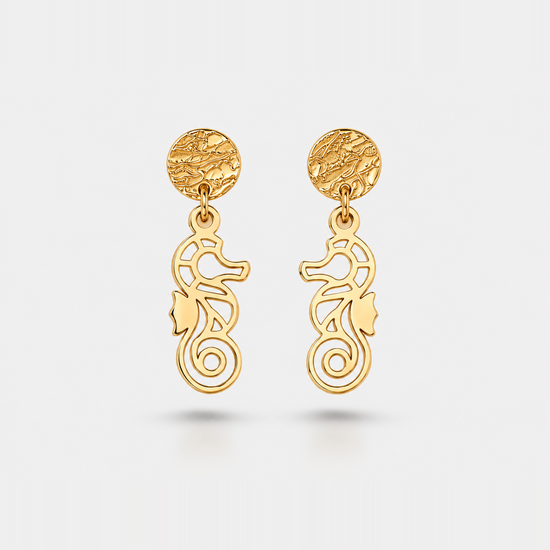 Boucles d'oreilles hippocampe or Fauna