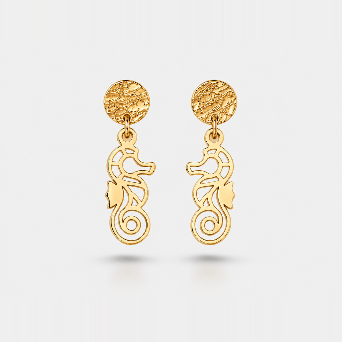 Boucles d'oreilles hippocampe or Fauna