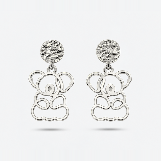 Boucles d'oreilles koala argent Fauna
