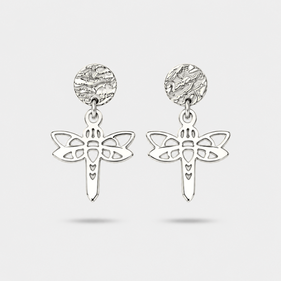 Boucles d'oreilles libellule argent Fauna