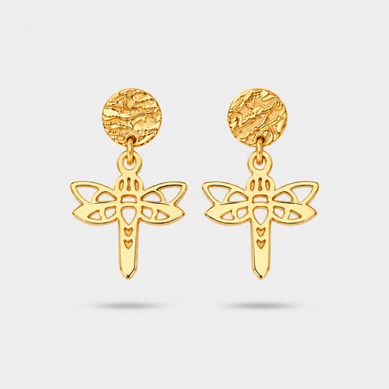 Boucles d'oreilles libellule or Fauna