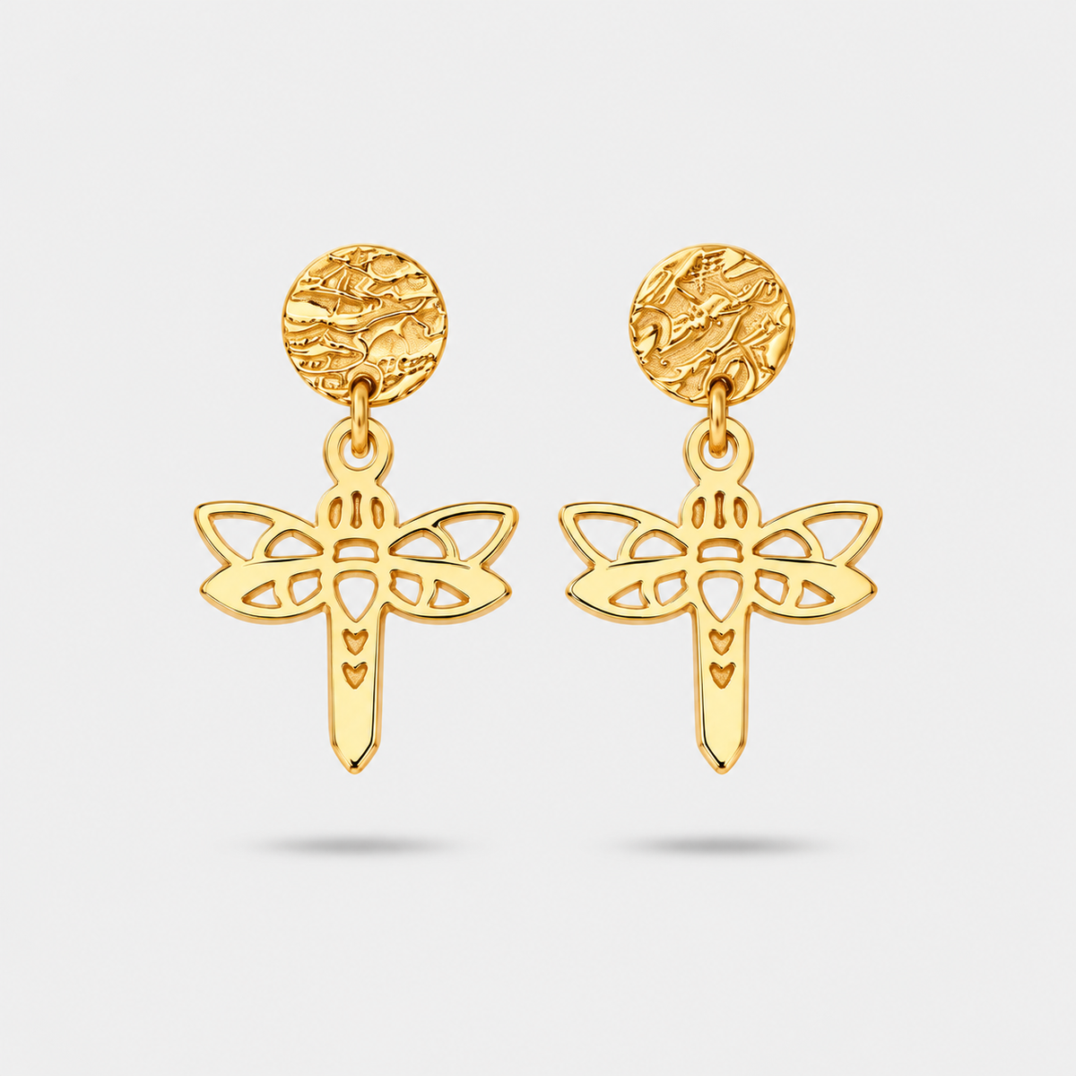 Boucles d'oreilles libellule or Fauna