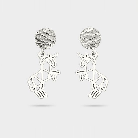 Boucles d'oreilles licorne argent Fauna