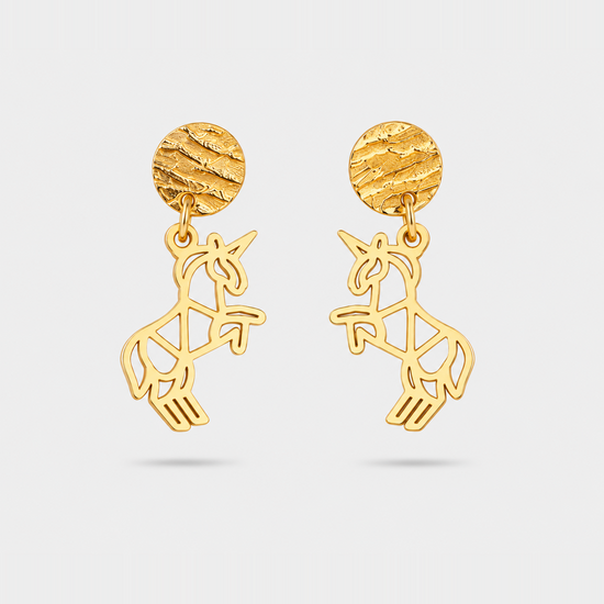 Boucles d'oreilles licorne or Fauna
