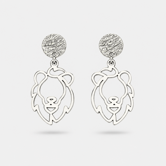 Boucles d'oreilles lion argent Fauna