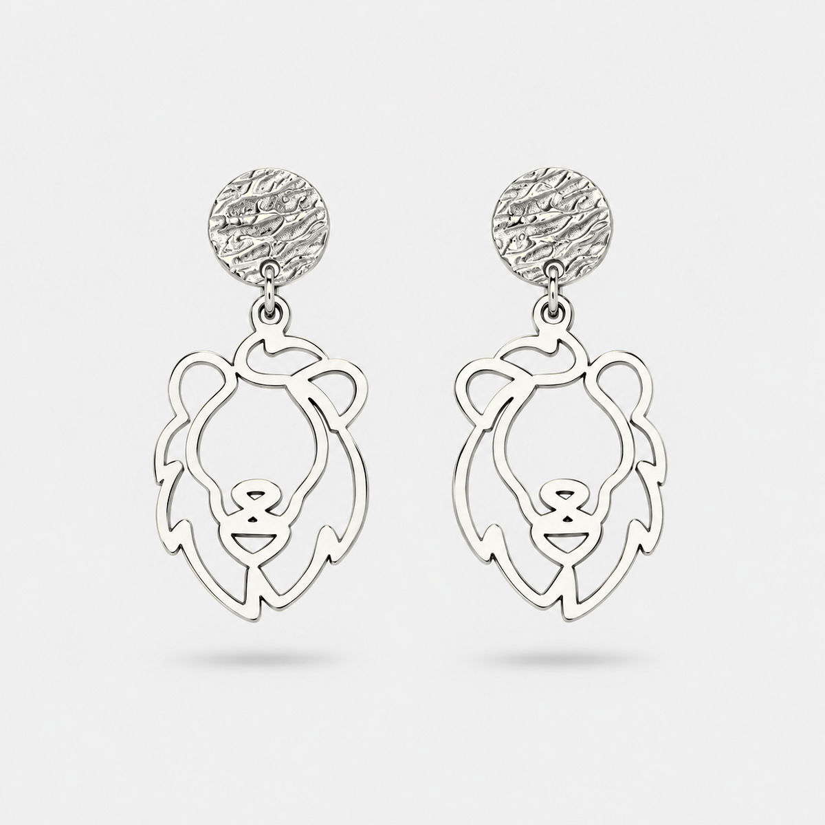 Boucles d'oreilles lion argent Fauna