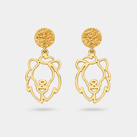 Boucles d'oreilles lion or Fauna