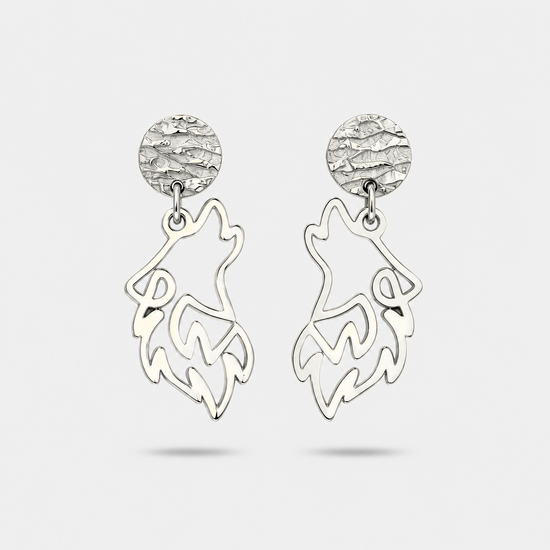 Boucles d'oreilles loup argent Fauna