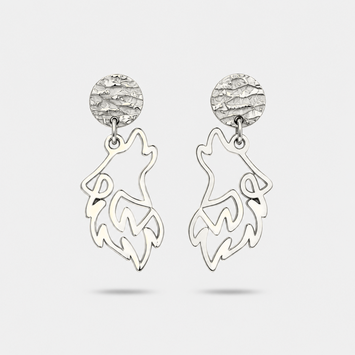Boucles d'oreilles loup argent Fauna