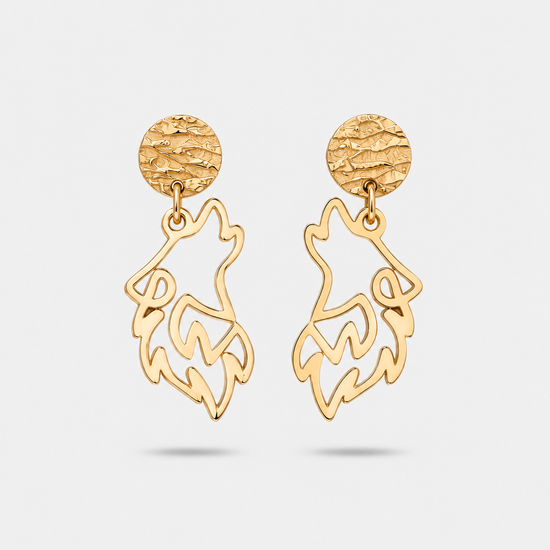 Boucles d'oreilles loup or Fauna