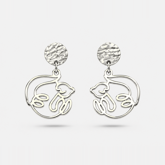 Boucles d'oreilles loutre argent Fauna
