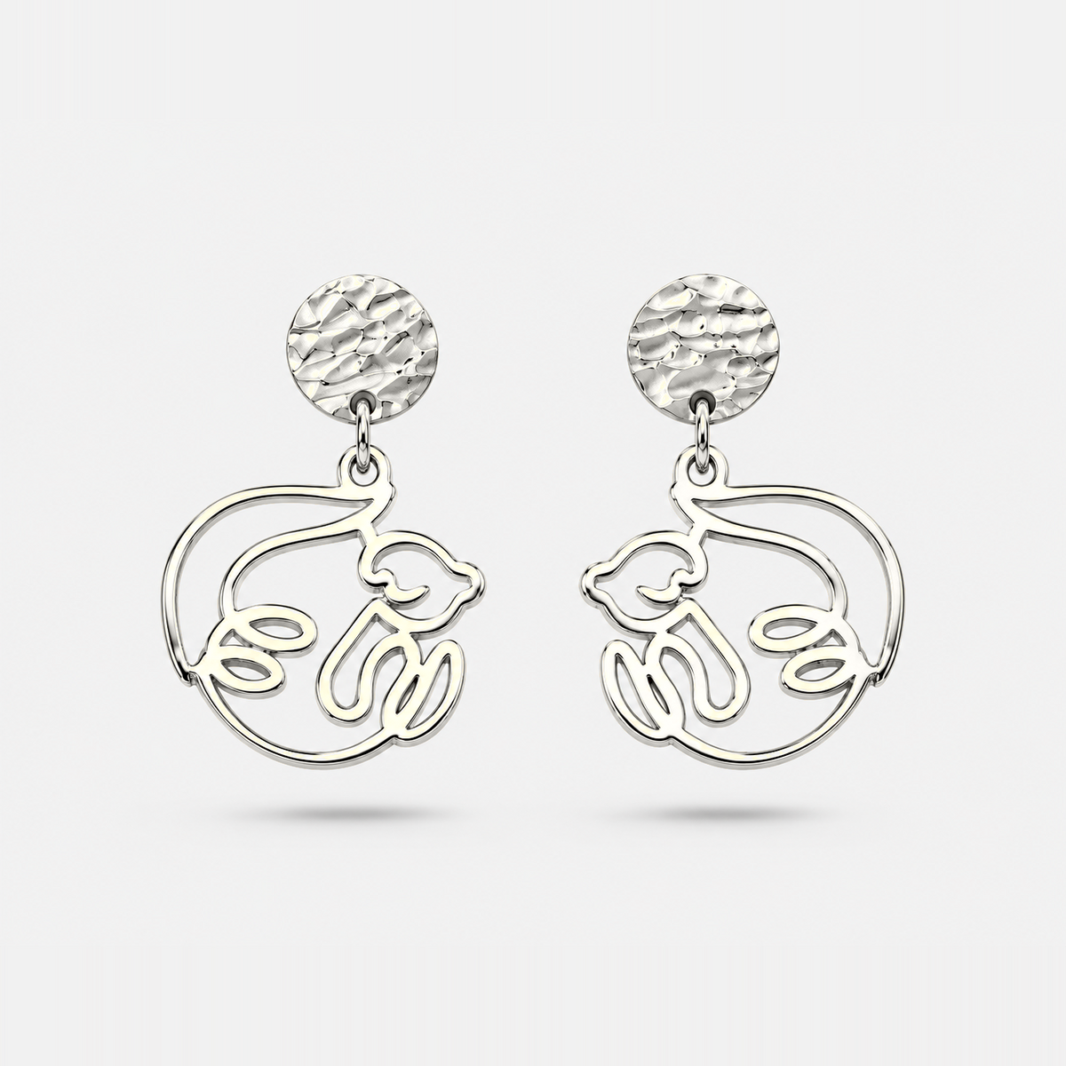 Boucles d'oreilles loutre argent Fauna