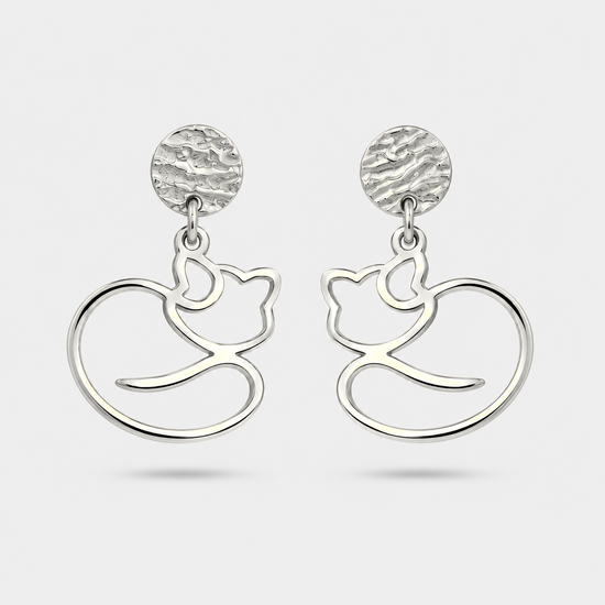 Boucles d'oreilles panda roux argent Fauna